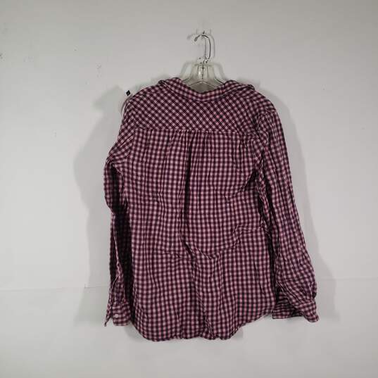 Womens Check Long Sleeve Collared Button-Up Shirt Size Medium image number 2