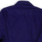Men Blue White Geometric Print Long Sleeve Regular Fit Dress Shirt Size XL image number 4