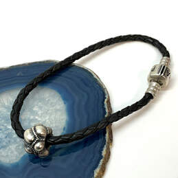 Designer Pandora S925 ALE Sterling Silver Leather Ball Clasp Charm Bracelet