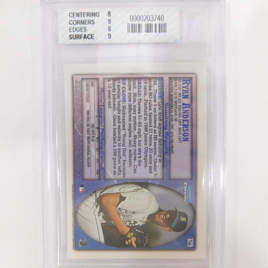 1998 Ryan Anderson Bowman Chrome Rookie Graded Beckett 8 Mariners image number 3