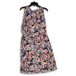 NWT Womens Multicolor Floral Boat Neck Side Gathered Shift Dress Size 14 alternative image