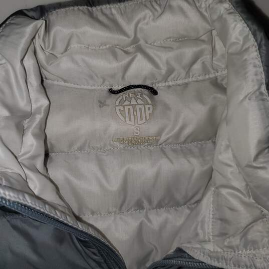 REI Co-Op Gray Full Zip Nylon Down Puffer Vest Jacket Size S image number 3