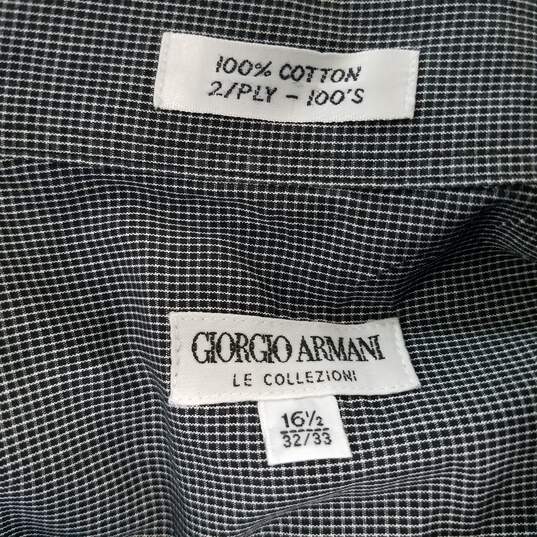 Giorgio Armani Gray Checkered Button Up Cotton Dress Shirt Men's Size 16.5 image number 3