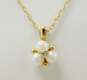 14K Yellow Gold Pearl & Diamond Accent Cluster Pendant Necklace 1.7g image number 2