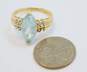 14K Yellow Gold Marquise Cut Blue Topaz & Diamond Accent Ring 3.7g image number 3