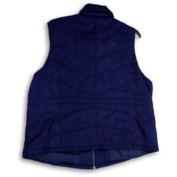 Womens Blue Regular Fit Sleeveless Mock Neck Pockets Full-Zip Vest Size 1X alternative image