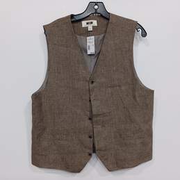 Men's Brown Linen Vest Size L