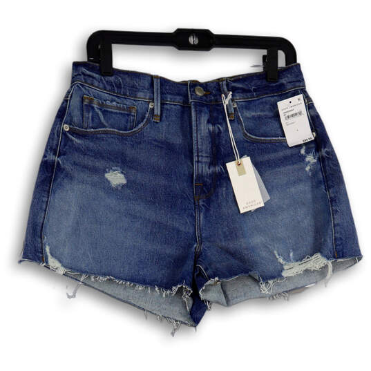 NWT Womens Blue Denim Medium Wash Distressed Cut-Off Shorts Size 6/28 image number 1
