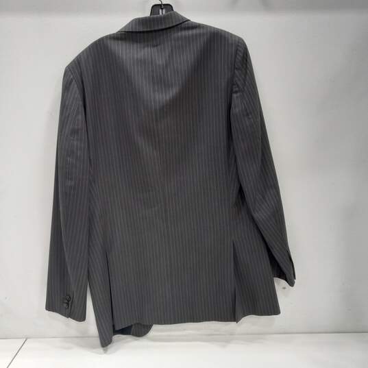 Men's Dark Gray Striped Wool Blend Suit Jacket Size 40L image number 2
