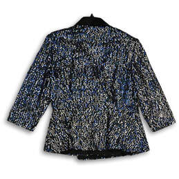 Womens Black Blue Sequins Shawl Collar Long Sleeve One Button Blazer Sz XL alternative image