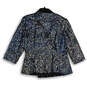 Womens Black Blue Sequins Shawl Collar Long Sleeve One Button Blazer Sz XL image number 2