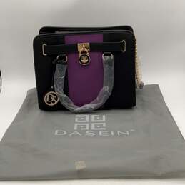 NWT Dasein Womens Purple Black Inner Pockets Crossbody Satchel Bag Purse alternative image
