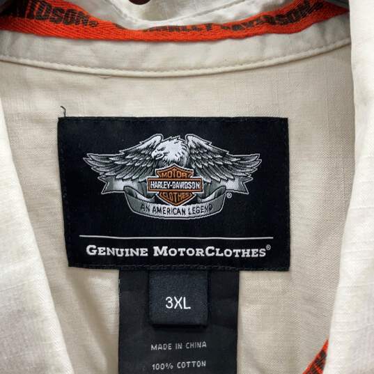 Harley Davidson Mens Tan Black Graphic Print Short Sleeve Button-Up Shirt Sz 3XL image number 3