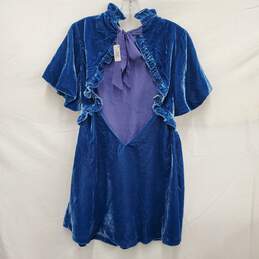 NWT Free People WM's Gum Drop Blue Velvet Mini Dress. Size L alternative image