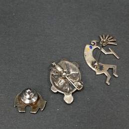 Bundle of 3 Sterling Silver Southwestern Brooches/Pin - 18.4g alternative image