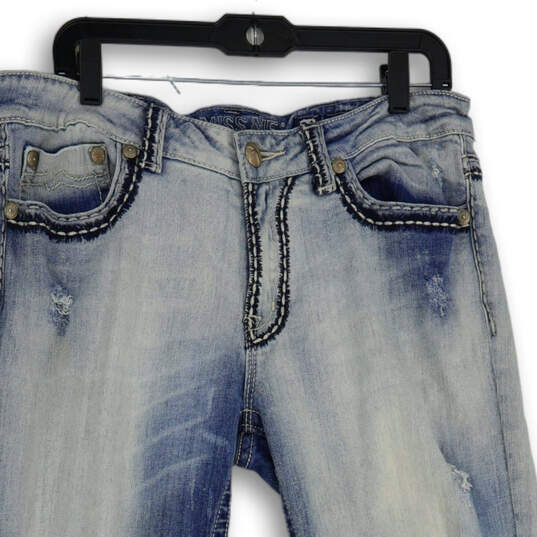 Womens Blue Denim Medium Wash Straight Leg Boyfriend Jeans Size 31 image number 3