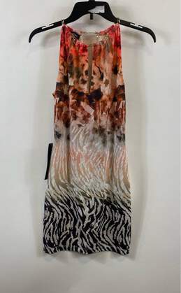 NWT Bebe Womens Multicolor Abstract Sleeveless Halter Neck Mini Dress Size XS
