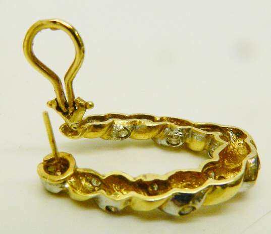 14K Yellow Gold 0.80 CTTW Diamond Single Omega Back Hoop Earring 5.9g image number 7