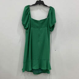 Womens Green V-Neck Short Sleeve Regular Fit Back-Zip Mini Dress Size XL alternative image