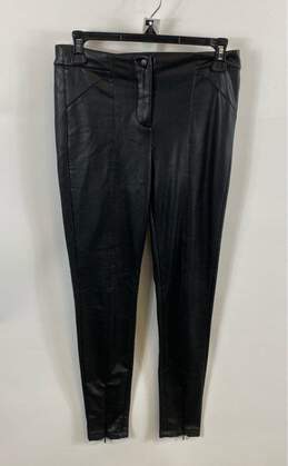 7 For All Mankind Womens Black Leather Stretch Skinny Leg Ankle Pants Size Small