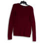 Womens Red Knitted Long Sleeve Crew Neck Pullover Sweater Size Medium image number 1