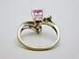 10K White Gold Pink Sapphire Heart Bypass Ring 2.2g image number 3