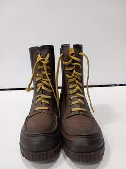 Steel Shank Men's Brown Rubber Mid Calf Lace Up Boots Size 9