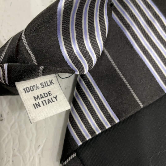 NWT Valentino Men's Black Blue Striped Silk Four In Hand Pointed Necktie image number 3