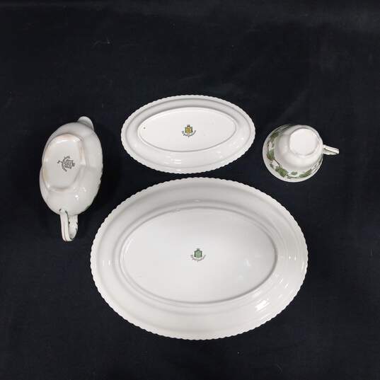 Set of 3 Royal Gadroon Ivy Leaf Pattern Teacup, Gravy Boat with Underplate & Serving Platter image number 2