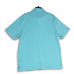 Mens Blue Spread Collar Short Sleeve Polo Shirt Size X-Large alternative image