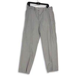 NWT Mens Gray Flat Front Performance Linen Touch Dress Pants Size 34X30