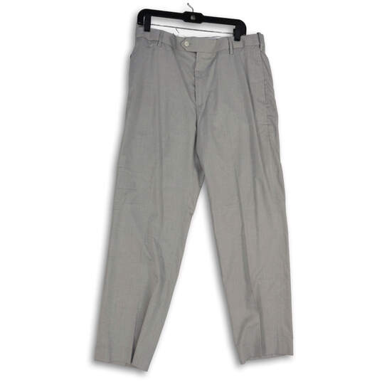 NWT Mens Gray Flat Front Performance Linen Touch Dress Pants Size 34X30 image number 1