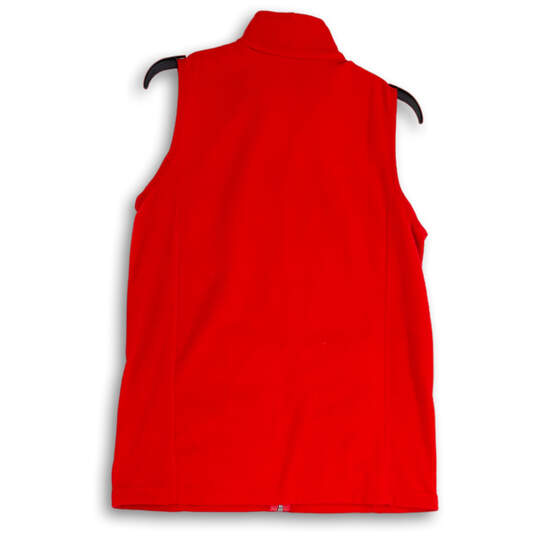 Womens Red Stretch Pockets Sleeveless Full-Zip Fleece Jacket Size Small image number 2