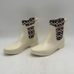 Coach Womens White Brown Signature Print Rubber Pull-On Rain Boots Size 8 alternative image