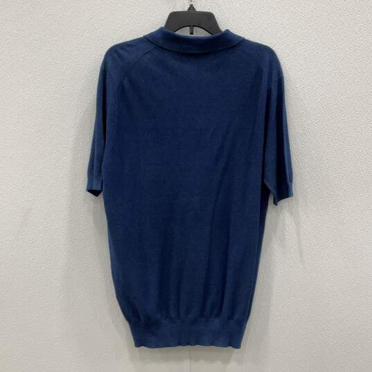 Dolce & Gabbana Womens Blue Spread Collar Short Sleeve Polo Shirt Size 50 W/COA image number 2