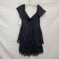 NWT DB Studio WM's V-Neck Ruffle Black Lace Sequin Tulle Dress Size 16 image number 2