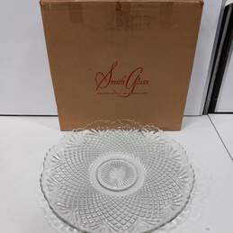 Vintage L.E. Smith Glass Large Heavy Round Glass Pineapple Serving Tray