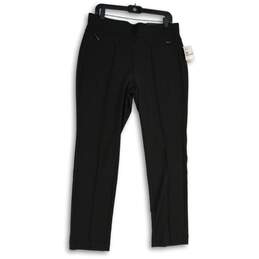 NWT Womens Black Flat Front Zipper Pocket Straight Leg Ankle Pants Size 12 alternative image