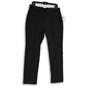 NWT Womens Black Flat Front Zipper Pocket Straight Leg Ankle Pants Size 12 image number 2