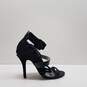 BEBE Black Suede Leather Ankle Zip Strap Sandal Pump Heels Shoes Size 8 M image number 1