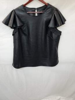 Wm Marc New York Andrew Marc Leather Truffle Flutter Sleeves Top Sz 1x