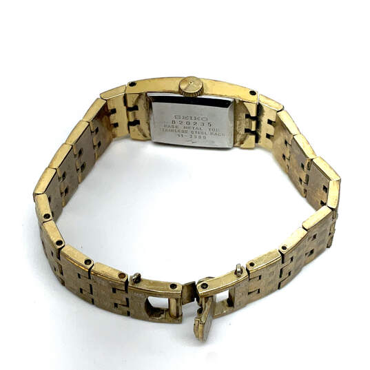 Designer Seiko 11-3399 Gold-Tone Stainless Steel Square Analog Wristwatch image number 2
