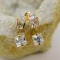 14K Gold Cubic Zirconia Dangle Charm Post Earrings 1.3g image number 6