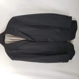 Boss Hugo Boss Men Black Pinstripe Stretch Sport Coat Suit Jacket Button Up L 44