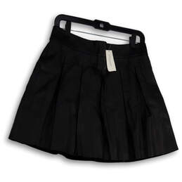 NWT Womens Black Pleated Regular Fit Back Zip Short A-Line Skirt Size 6