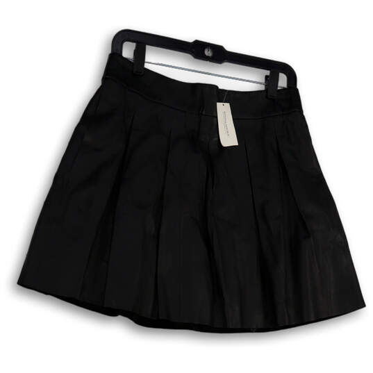NWT Womens Black Pleated Regular Fit Back Zip Short A-Line Skirt Size 6 image number 1