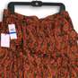 NWT Womens Orange Floral Ruffled Tiered Side Zip Midi A-Line Skirt Size XL image number 4