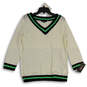 Womens Multicolor Knitted Long Sleeve V-Neck Pullover Sweater Size 10 image number 1