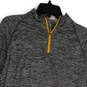 Womens Gray Heather Mock Neck 1/4 Zip Activewear Pullover T-Shirt Size M image number 3