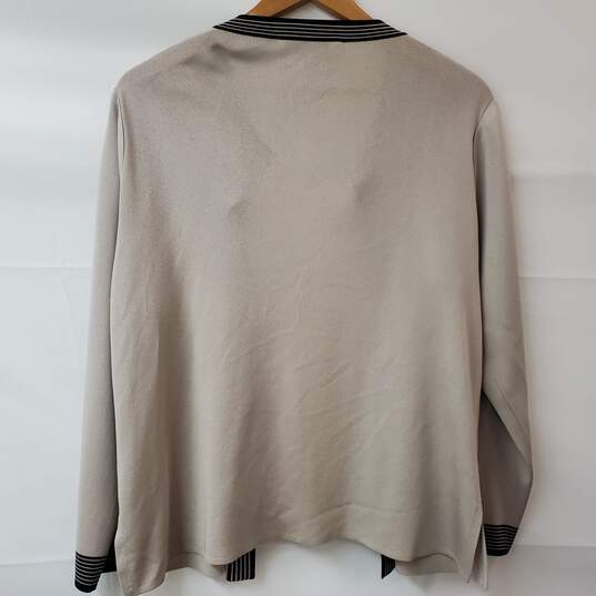 Misook Petite Tan Acrylic Open Cardigan Sweater Women's L image number 2
